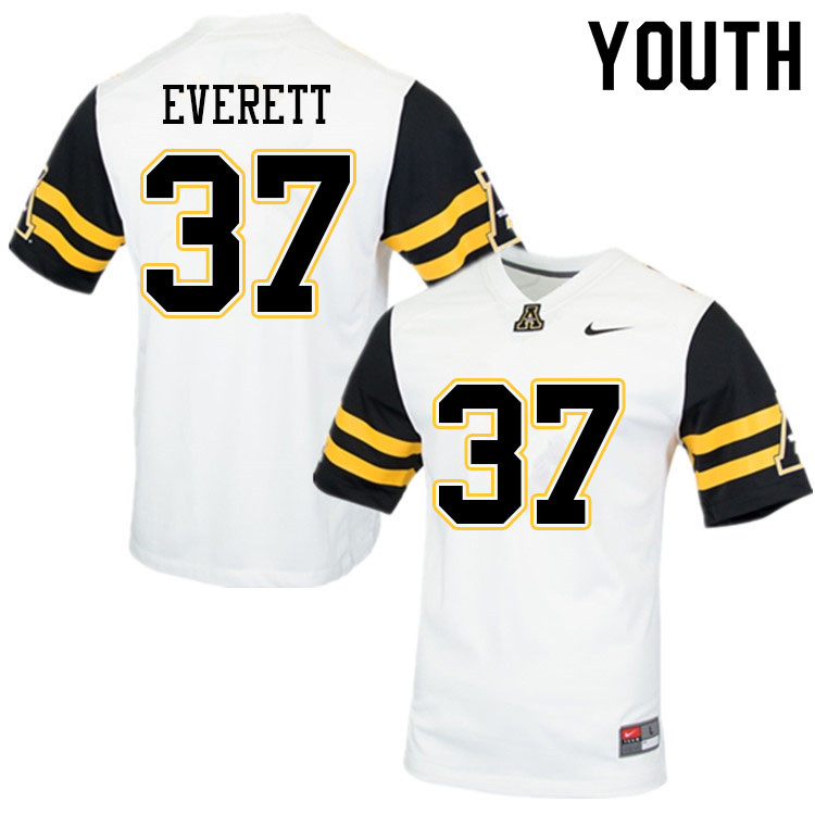 Youth #37 Carter Everett Appalachian State Mountaineers College Football Jerseys Sale-White